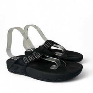 Skechers black tone ups sandals with silver accents Size US 8